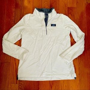 LL BEAN- White Button Collared Sweatshirt